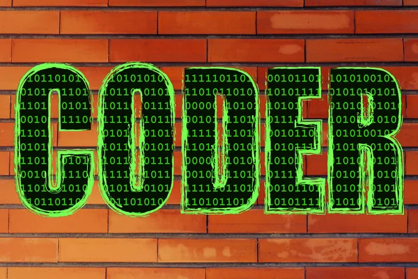 Illustration of the word Coder with a binary code pattern — Stock Photo, Image