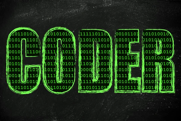 Illustration des Word-Coders mit einem Binärcode-Muster — Stockfoto