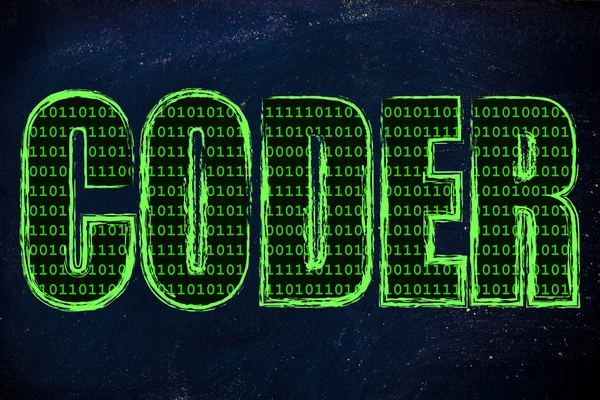 Illustration des Word-Coders mit einem Binärcode-Muster — Stockfoto