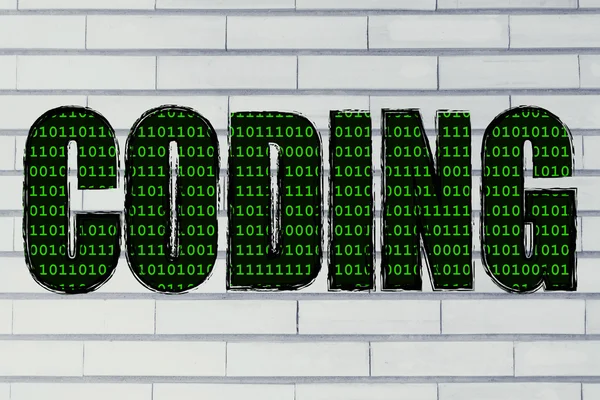 Illustration of the word Coding with a binary code pattern — Stock Photo, Image