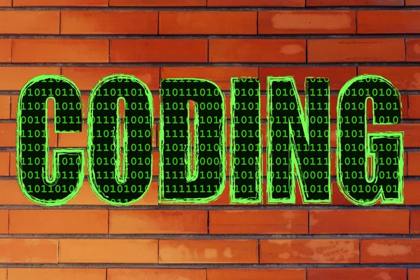 Illustration of the word Coding with a binary code pattern — Stock Photo, Image