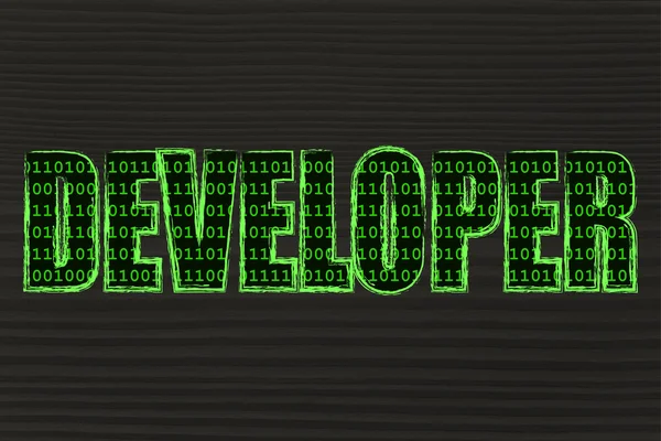 Иллюстрация слова Developer с бинарным шаблоном кода — стоковое фото