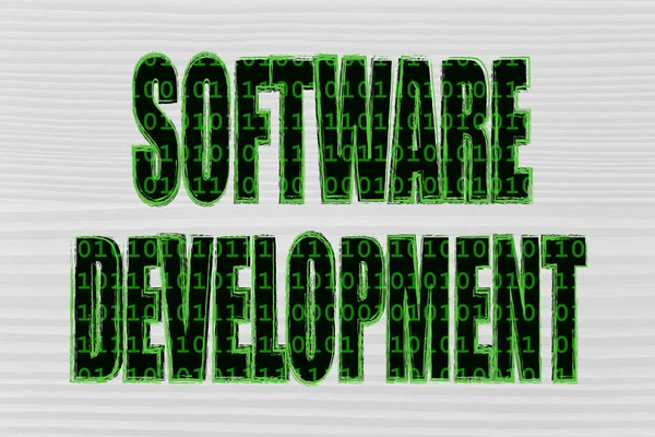 Illustration of the word Software Development with a binary code — Stock Photo, Image