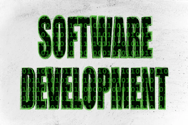 Illustration of the word Software Development with a binary code — Stock Photo, Image