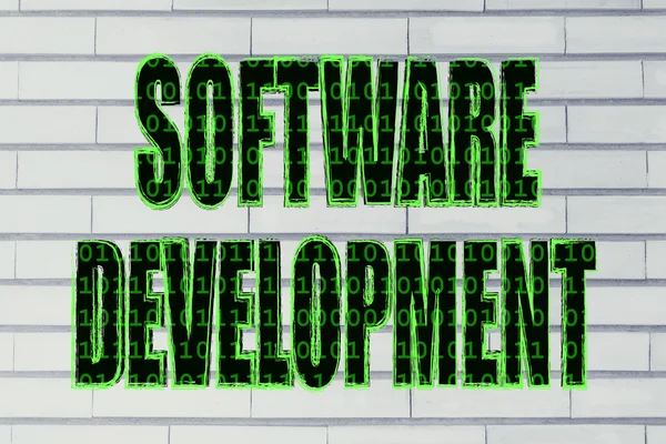 Ілюстрація слова Розробка програмного забезпечення з двійковим кодом — стокове фото