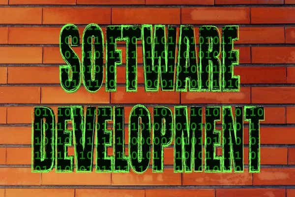 Illustration of the word Software Development with a binary code — Stock Photo, Image