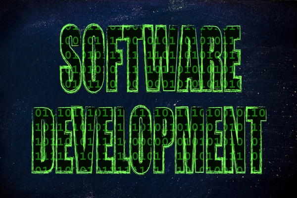 Ilustrace slova vývoj softwaru pomocí binárního kódu — Stock fotografie