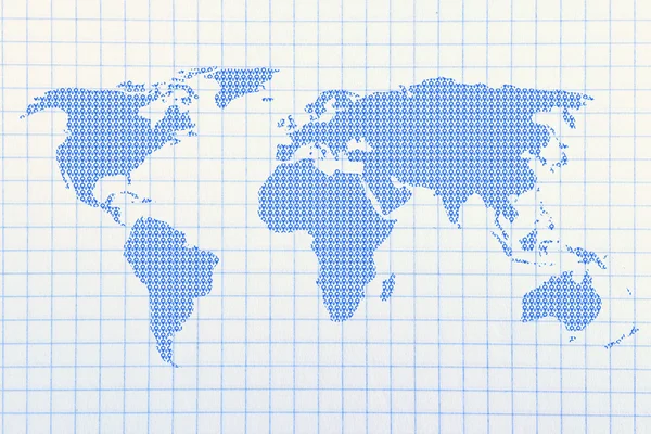 Карта мира из штифтов геолокализации — стоковое фото