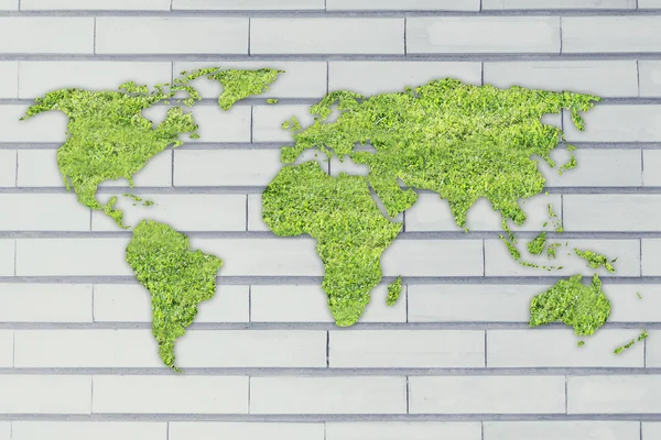 World map made of green grass — Stock Photo, Image