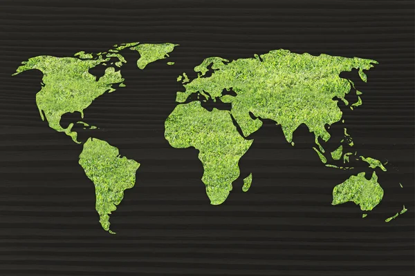 World map made of green grass — Stock Photo, Image