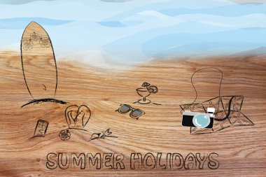 seyahat endüstrisinin: plajda yaz tatili için nesneleri