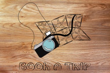 seyahat endüstrisinin: kamera ve harita illüstrasyon 