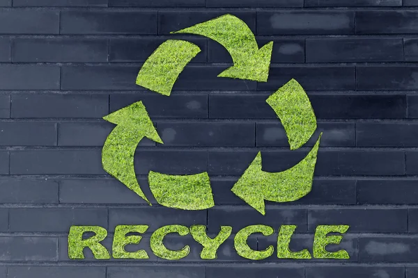 Recycle symbol made of grass — Stock Photo, Image