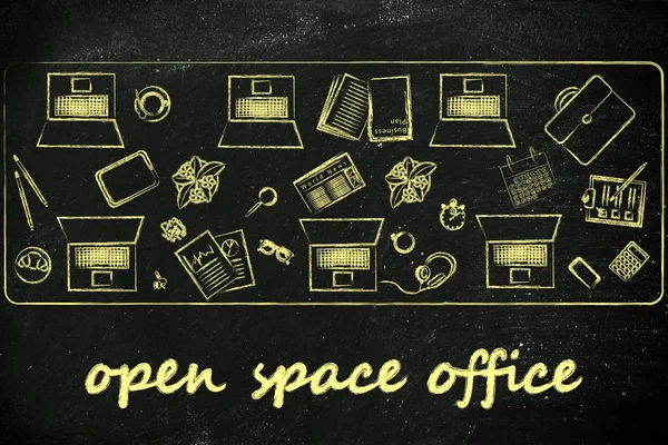 Open space kanceláře a týmová práce — Stock fotografie