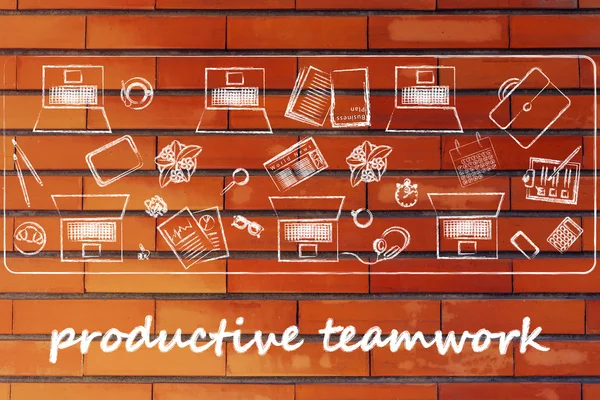 Produtividade ilustração do trabalho em equipe — Fotografia de Stock