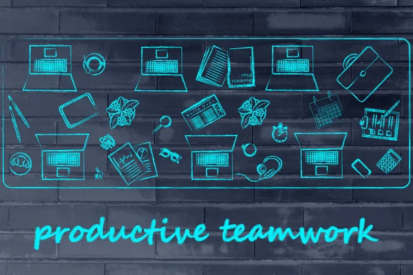 Productividad ilustración del trabajo en equipo — Foto de Stock