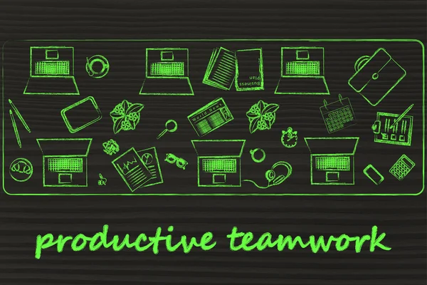 Produtividade ilustração do trabalho em equipe — Fotografia de Stock