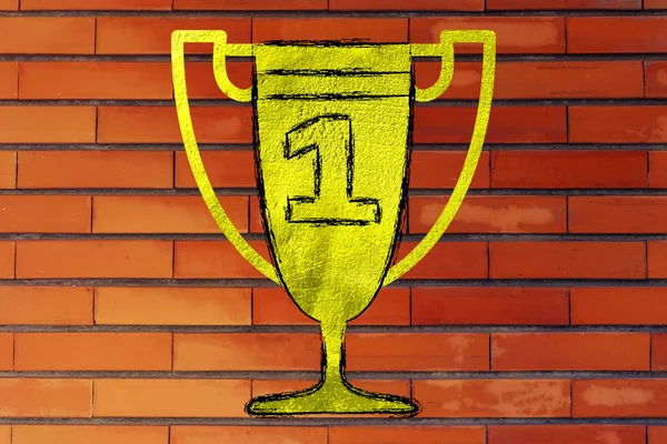 Bir numara ile Golder kupa — Stok fotoğraf