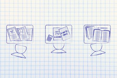 Okul sınıf tabloları ile karışık nesneleri