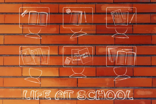 Ζωή στο σχολείο εικονογράφηση — Φωτογραφία Αρχείου
