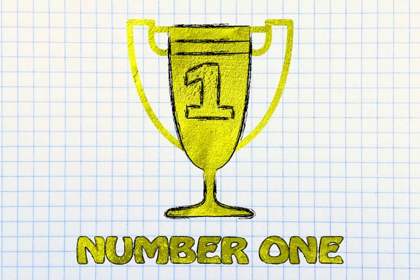 Bir numara ile Golder kupa — Stok fotoğraf