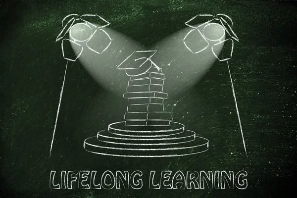 Foco na ilustração da aprendizagem ao longo da vida — Fotografia de Stock