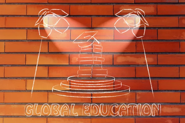 Küresel eğitim illüstrasyon üzerinde odaklanmak — Stok fotoğraf