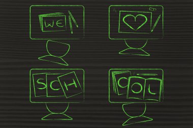 Okul illüstrasyon seviyoruz