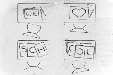 Okul illüstrasyon seviyoruz