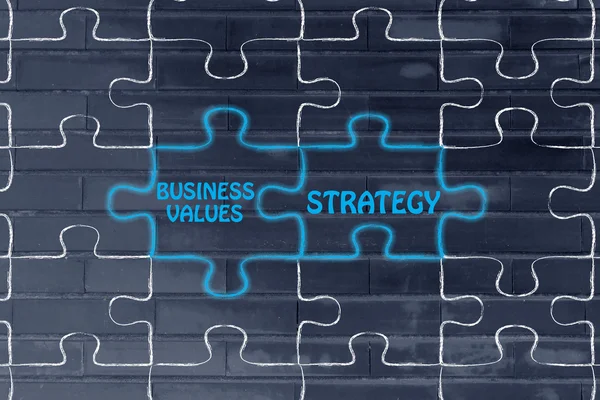 Businessplan & Strategie Puzzle Illustration — Stockfoto