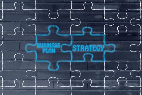 Plano de negócios & ilustração de quebra-cabeça estratégia — Fotografia de Stock