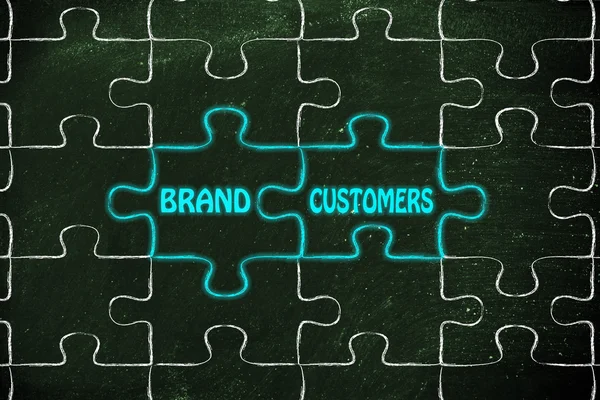 Brand & customers puzzle illustration — Stock Photo, Image