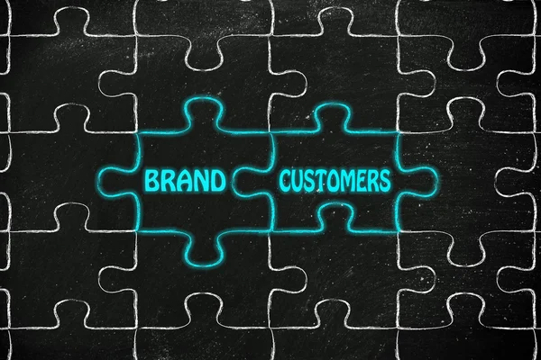 Brand & customers puzzle illustration — Stock Photo, Image