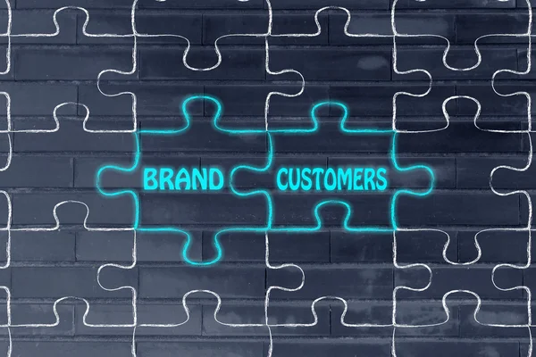 Brand & customers puzzle illustration — Stock Photo, Image