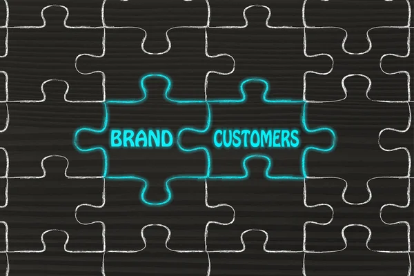 Brand & customers puzzle illustration — Stock Photo, Image