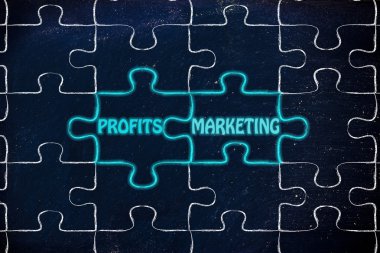 Kar ve pazarlama bulmaca illüstrasyon