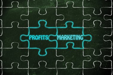 Kar ve pazarlama bulmaca illüstrasyon