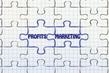 Kar ve pazarlama bulmaca illüstrasyon