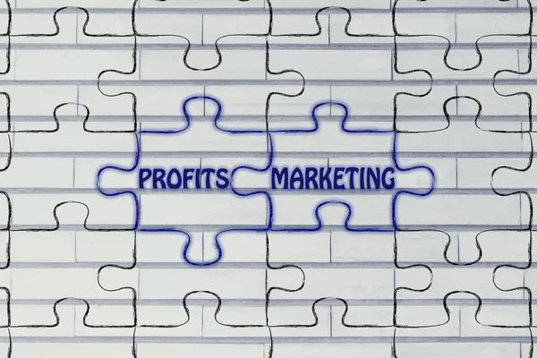 Gewinn & Marketing Puzzle Illustration — Stockfoto