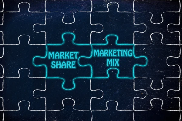 Market share & marketing mix puzzle illustration — Stock Photo, Image