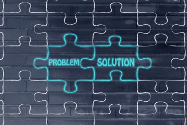 Problem & solution puzzle illustration clipart