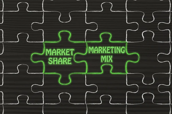 Market share & marketing mix puzzle illustration — Stock Photo, Image