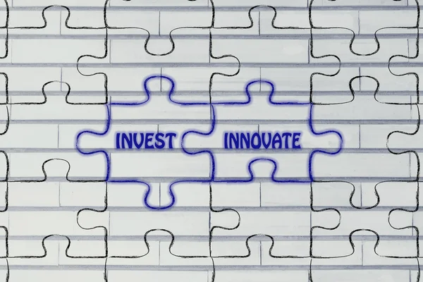 Investir & inovar ilustração quebra-cabeça — Fotografia de Stock