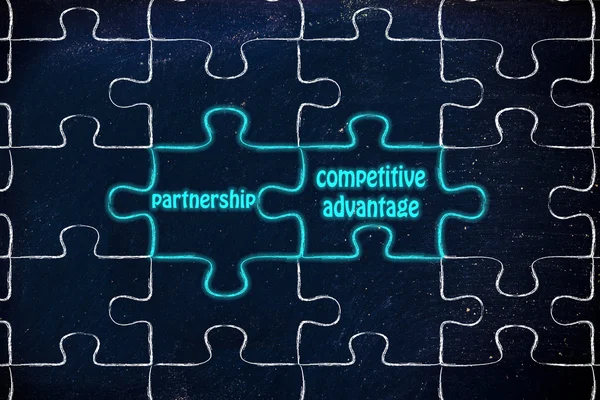 Partnership & competitive advantage puzzle illus