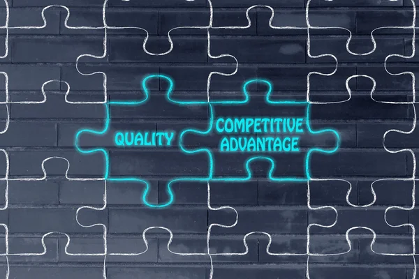 Qualidade & vantagem competitiva puzzle ilustrat — Fotografia de Stock