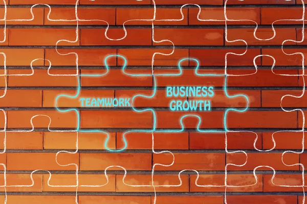 Trabalho em equipe & ilustração de quebra-cabeça de crescimento de negócios — Fotografia de Stock
