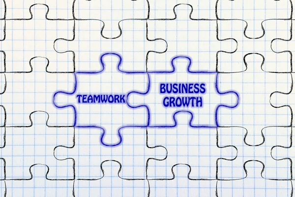 Teamwork & business growth puzzle illustration