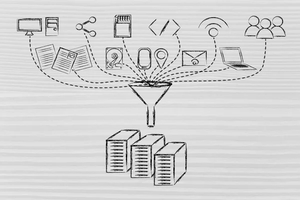 Concept van grote gegevensverwerking en transfers — Stockfoto