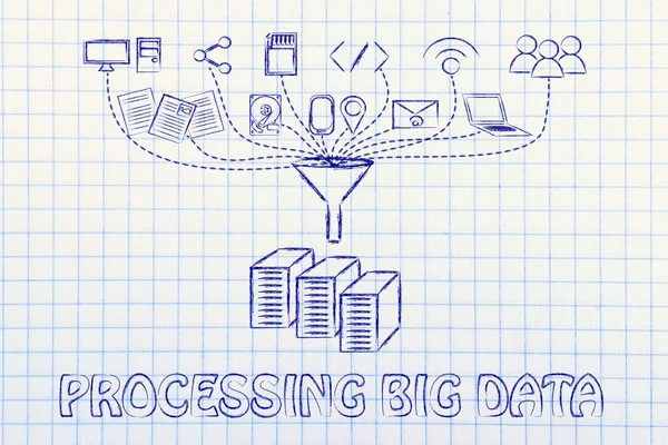 Begreppet big databehandling och cloud computing — Stockfoto