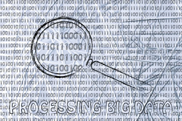 Επεξεργασίας big δεδομένων: μεγεθυντικό εστιάζοντας σε δυαδικό κώδικα — Φωτογραφία Αρχείου